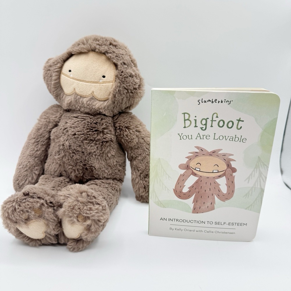 Slumberkins Brown Bigfoot You Are Lovable Sasquatch Kin Plush Book Set 13"